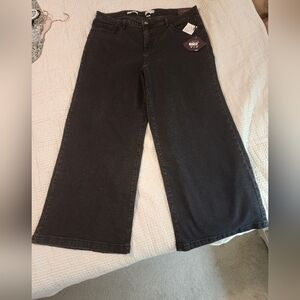 Ava & VIV Women's Black SUPER Wide-Leg 5 Pocket Jeans Size 18 Grunge Minimalist